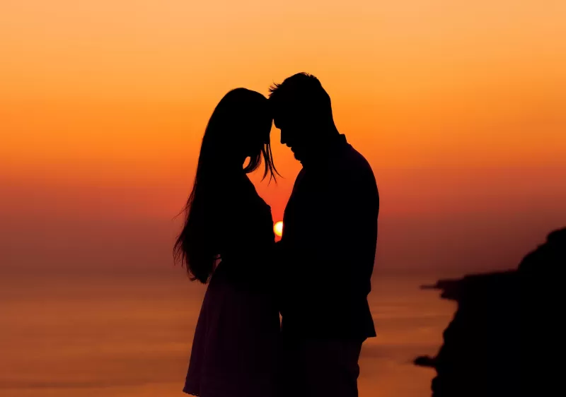 Couple, Sunset, Silhouette, Romantic, Alone
