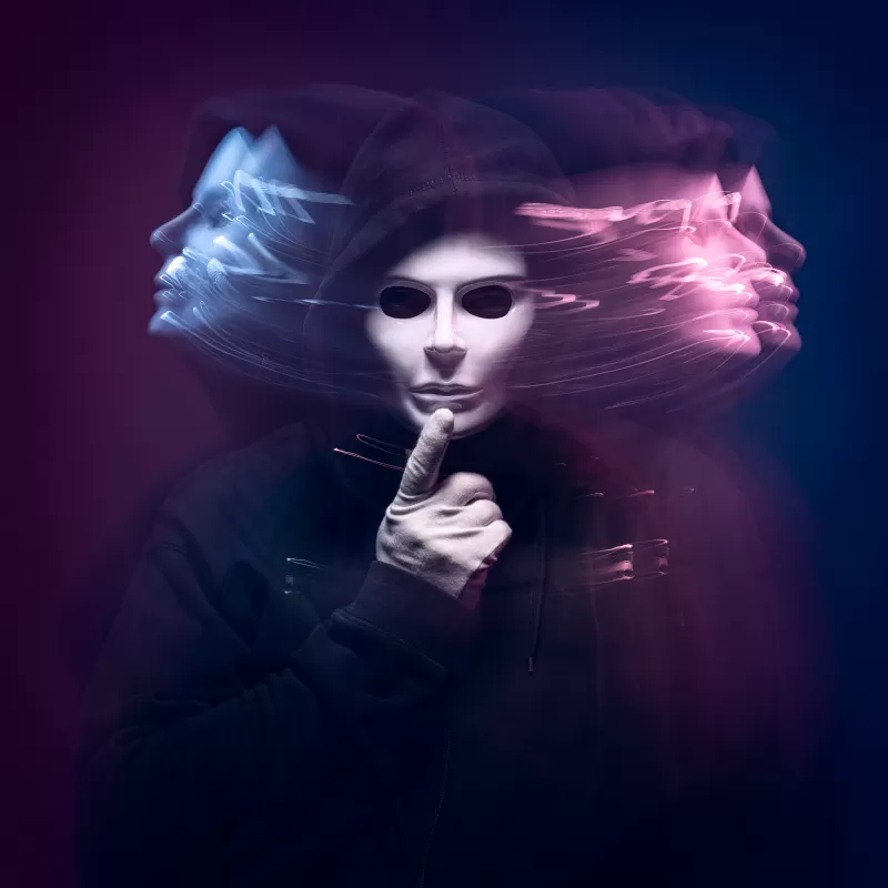 Man in Mask, Long exposure, Blurred, Dark background, Creative, Mystic