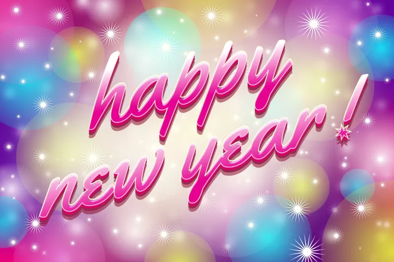 Happy New Year, Pink, Beautiful, Bright, 5K, Girly