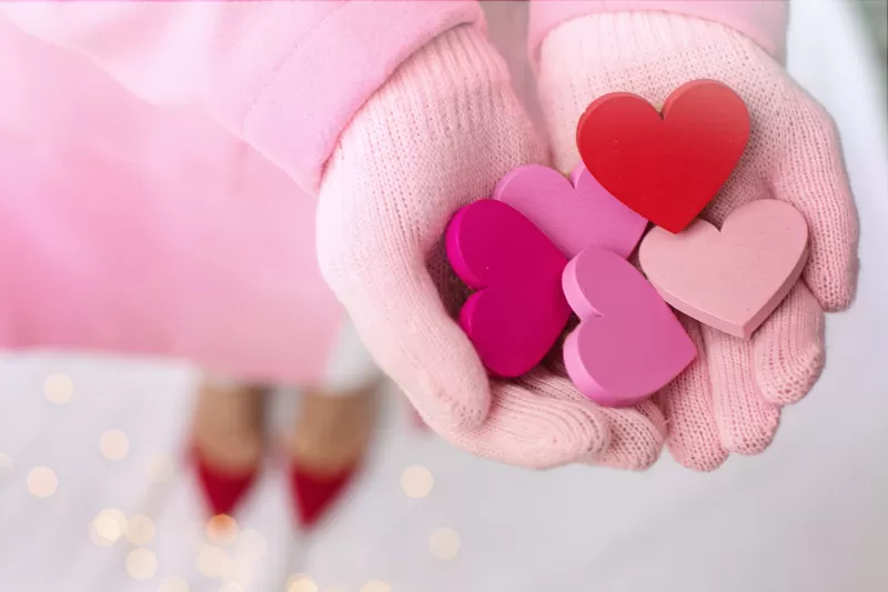 Hearts, Valentine's Day, Love, Pink, Hand Gloves, Heart shape, 5K