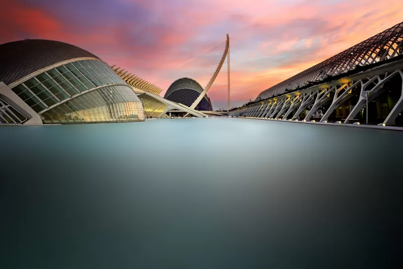 City of Arts and Sciences, Valencia, Spain, Long exposure, Modern architecture, Sunset, Famous Place, 5K