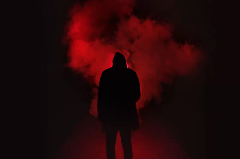 Person Silhouette, Red Smoke, Dark Place, Hoodie, 5K