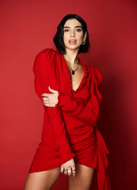 Dua Lipa, Model, Singer, Red background