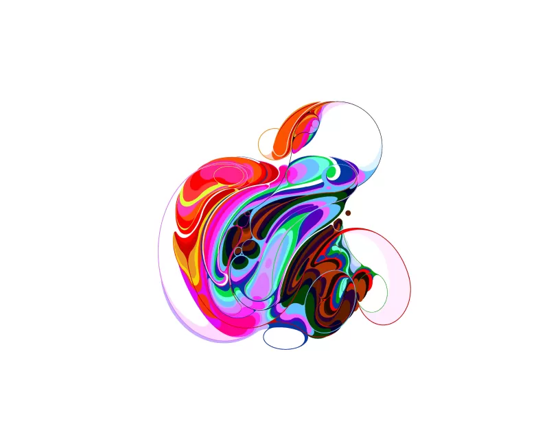 Apple, Logo, Colorful, Liquid art, White background, Apple Event