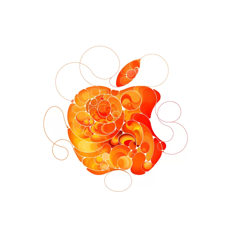 Apple, Logo, Orange, Liquid art, White background, Apple Event, Abstract