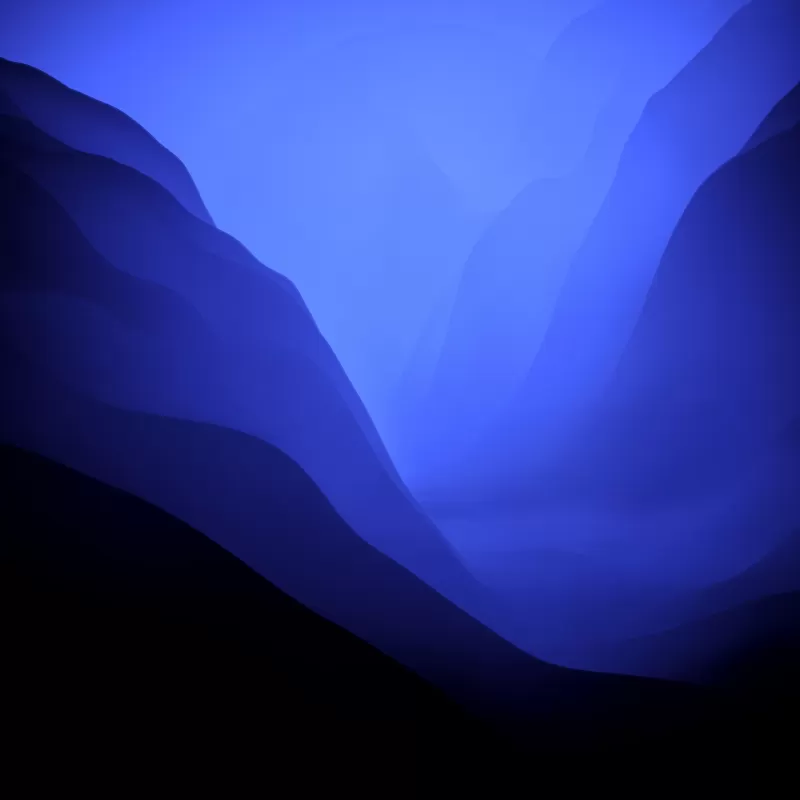 macOS Monterey, Stock, Blue, Dark Mode, Layers, 5K