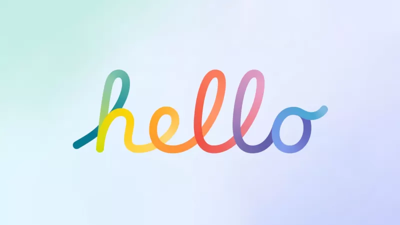 Hello, Typography, Gradient background, Colorful, White background, Apple Event, 5K