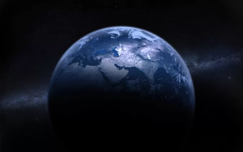 Earth, Milky Way, Astronomy, Digital composition, Dark background, Dark blue