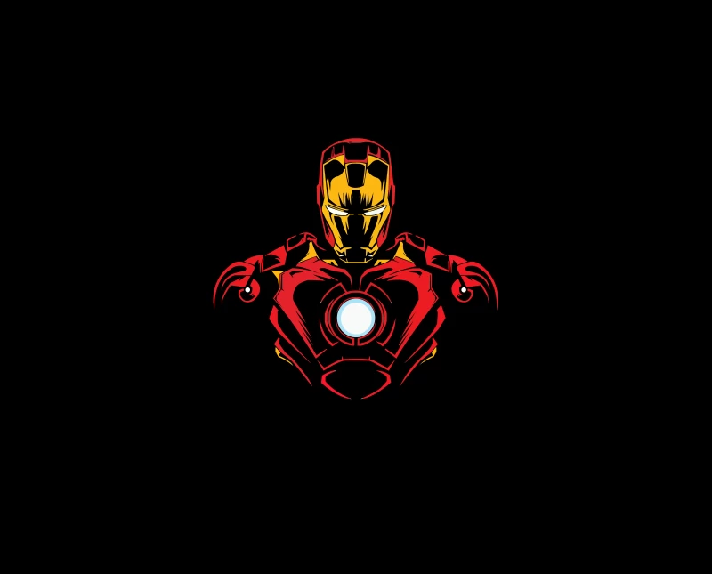 Iron Man, Marvel Superheroes, AMOLED, Pitch Black, Minimal art, Black background, 5K, 8K