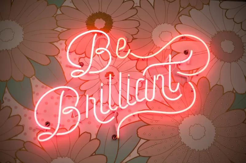 Be Brilliant, Neon light, Floral, Signage, Pink light, 5K
