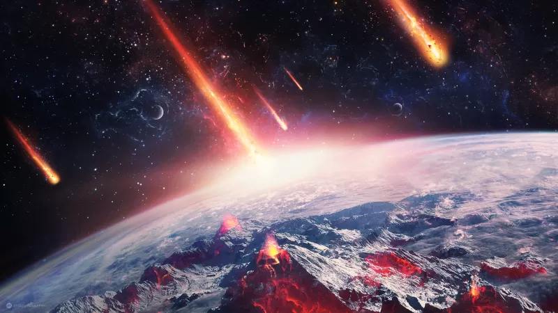 Meteor shower wallpaper, Burning Earth, Apocalypse