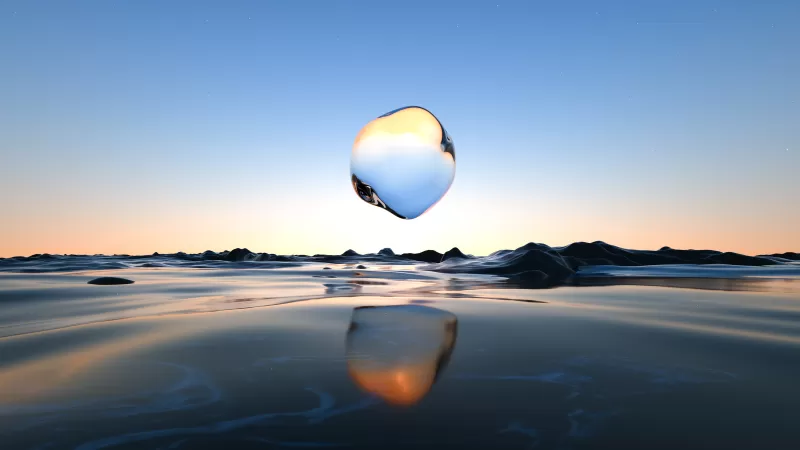 Glass, Droplet, Surreal, Transparent, Body of Water, Scenic, Clear sky, Reflection