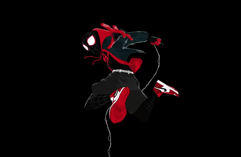 Miles Morales, Spider-Man: Into the Spider-Verse, 5K, 8K, Black background