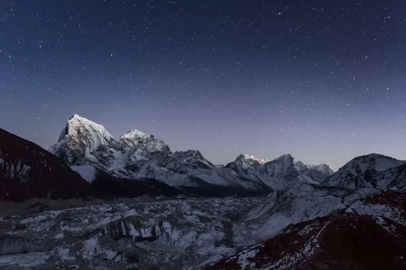 Cholatse wallpaper, Ngozumpa Glacier, Himalayan night