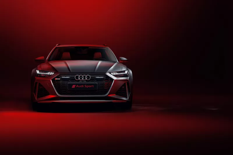 Audi RS6, Luxury sports sedan, Red background, CGI
