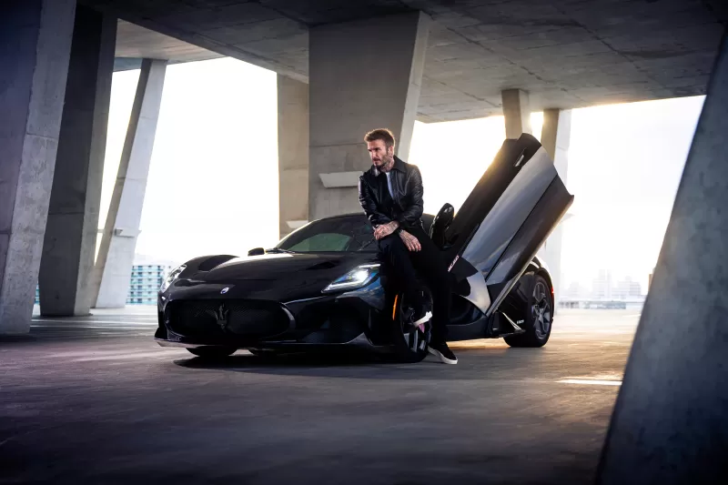 Maserati MC20 Coupé with David Beckham, 5K, 8K background