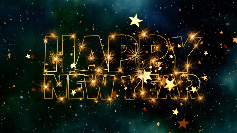 Happy New Year, Stars, Girly backgrounds, 5K