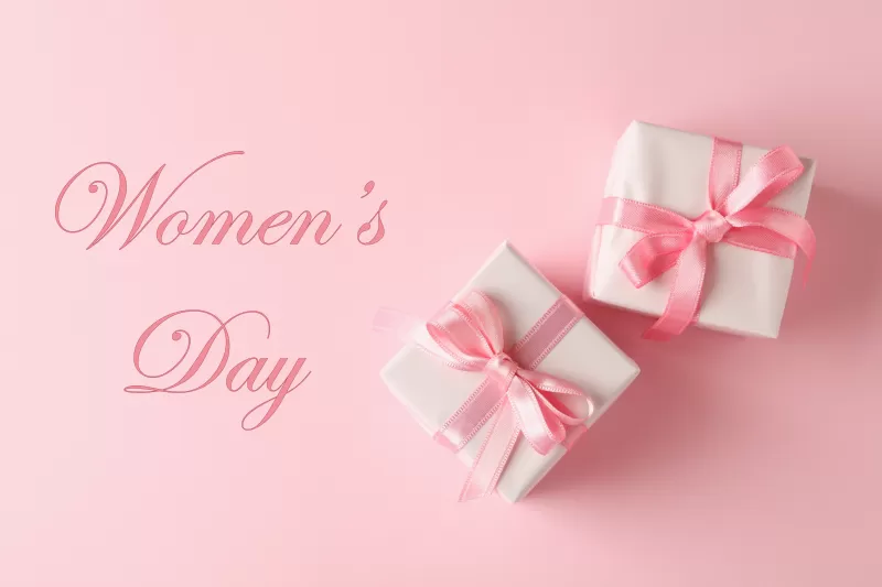 Women's Day, March 8th, Gifts, Gift Boxes, Peach background, 5K