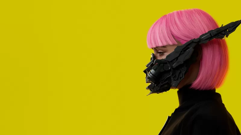 Cyberpunk, Yellow background, Cyberpunk girl, Futuristic, 5K