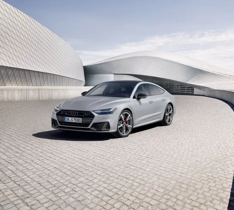 Audi S7 Sportback, Silver, Modern architecture, Design Edition, 2022 wallpaper