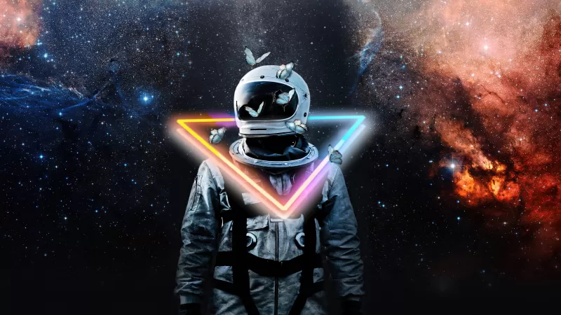 Astronaut, Galaxy, Space suit, Dream, Triangle, Butterflies, Milky Way