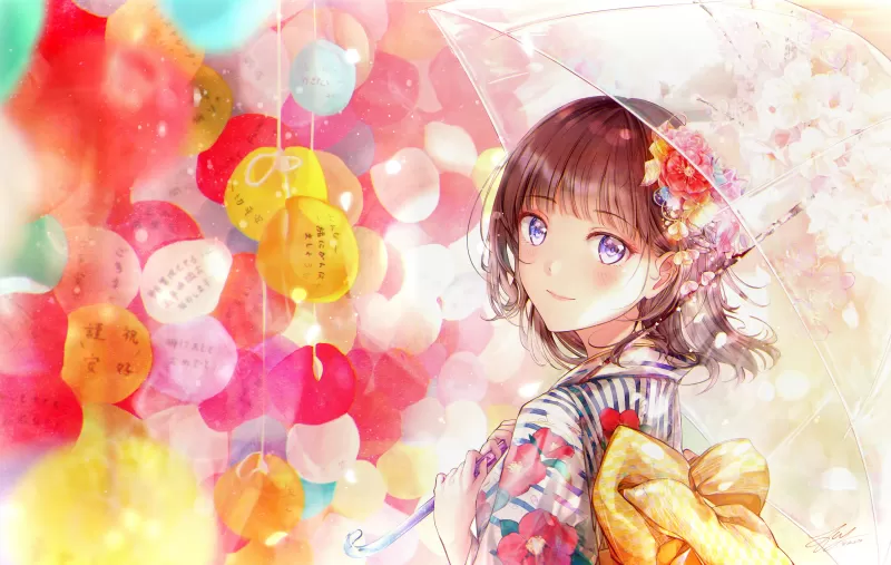 Anime girl, Colorful background, Girly backgrounds, Floral Background, 5K
