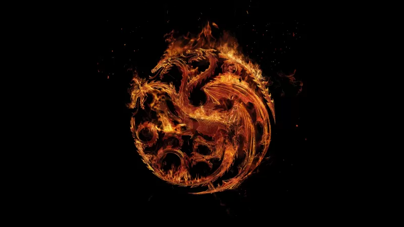 House of the Dragon, 2022 Series, Fire and Blood, House Targaryen Sigil, Black background
