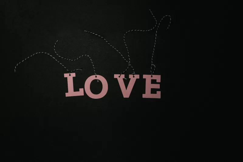 Love text, Pink text, Dark background, Paper crafts, 5K