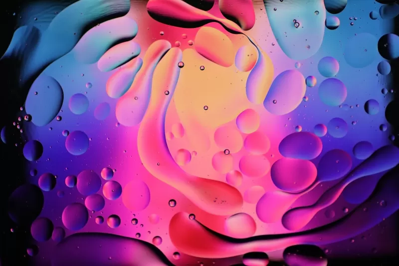 Oil bubbles wallpaper, Pink and blue, Macro