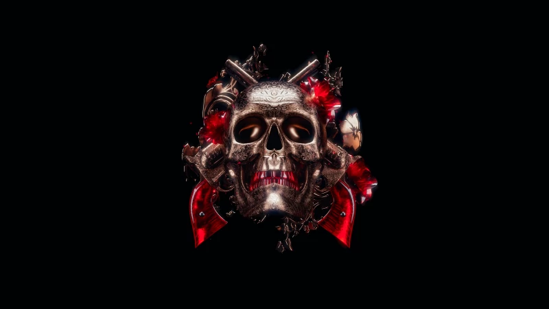 Skull, 3D, Black background