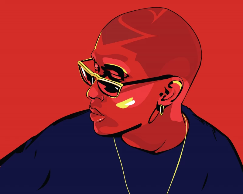 Bad Bunny, Puerto Rican rapper, 5K, 8K, Red background
