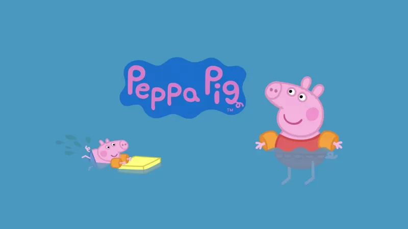 Peppa Pig 4K, George Pig, TV show, Cartoon, Blue background