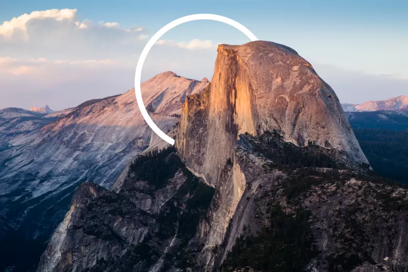 Half Dome, Granite dome, Yosemite Valley, Geometric, Yosemite National Park, California, Rock formations, Sierra Nevada mountains, 5K, Circle