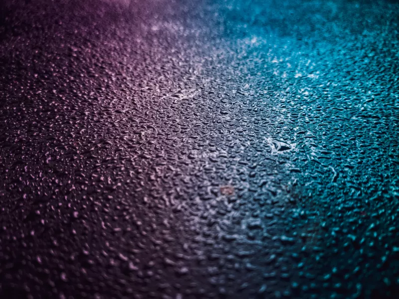Water droplets, Purple and teal, Macro, 4K wallpaper