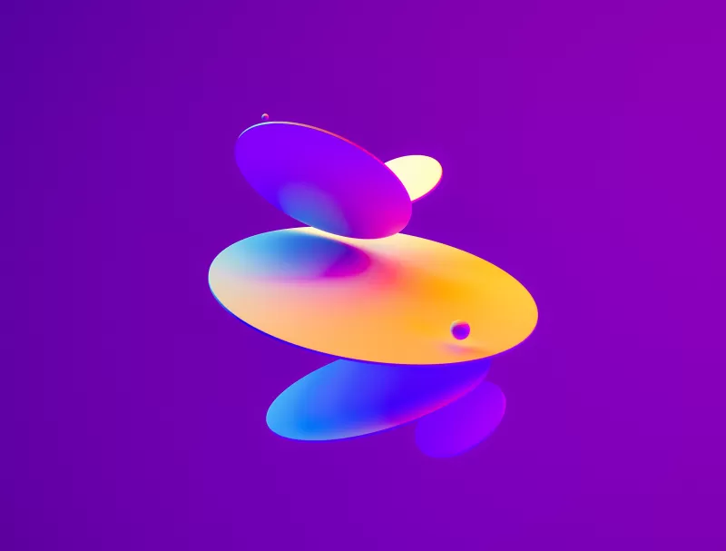 3D Render, Purple background, Shapes