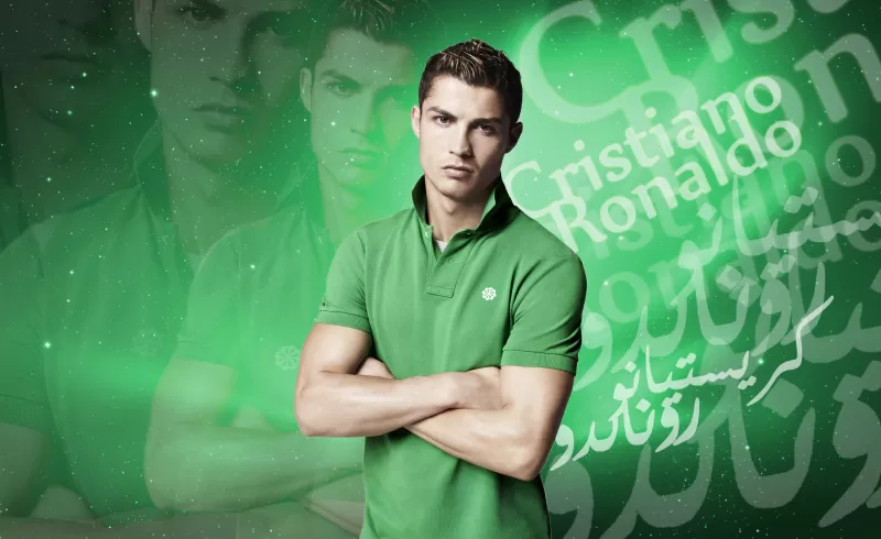 Cristiano Ronaldo, 5K, Green background, Portugal football player, Portuguese soccer player