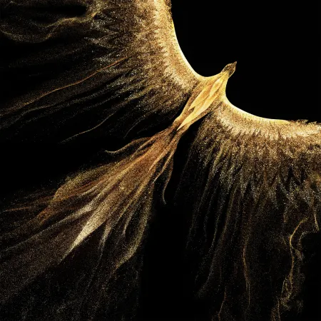 Phoenix, HD, Fire bird, Abstract bird, Black background, Golden bird, Honor Magic VS, Stock
