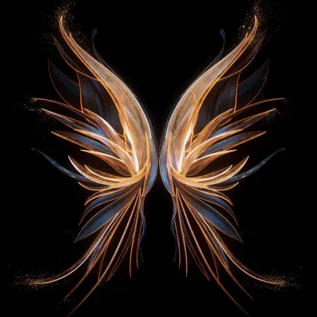 Angel wings, Abstract, Black background, Honor Magic VS, Stock