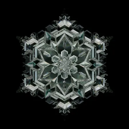Snowflake, Snow crystal, Black background, Honor Magic VS, Stock