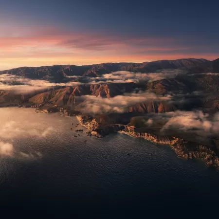 Big Sur, Mountains, Clouds, Sunset, Evening, macOS Big Sur, Stock, California, Aesthetic, 5K