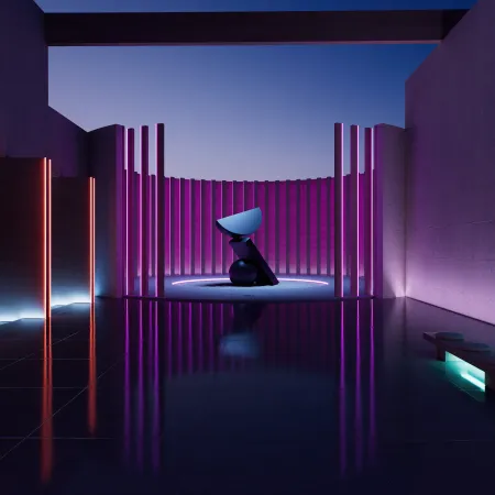 Sculpture, Modern architecture, Purple aesthetic, Surreal, 5K