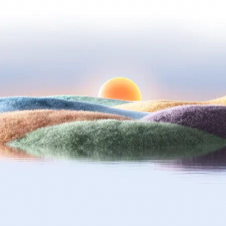 Sunset, Microsoft Design, Colorful, Aesthetic, 5K