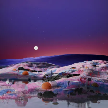 Sunset Digital Art, Surreal, Landscape wallpaper, Aesthetic, Stars in sky