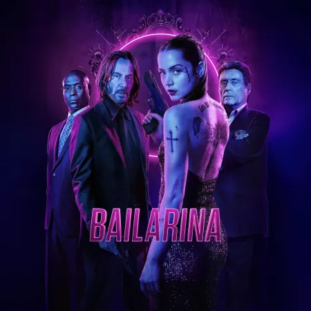 Ballerina Neon poster, John Wick, Keanu Reeves, Ana de Armas, Dark background 5K