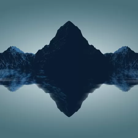 Mountains, Reflections, Minimal, Render, Digital composition, 5K