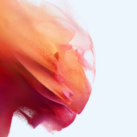 Samsung Galaxy S21, Stock, White background, Particles, Orange
