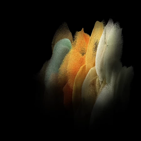 Samsung Galaxy S21, Stock, AMOLED, Particles, Yellow, Black background