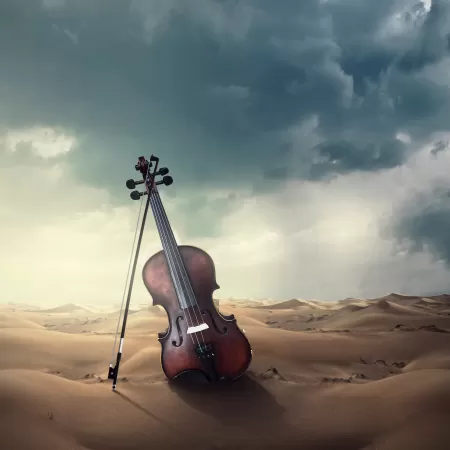Violin, Musical, Desert, Storm