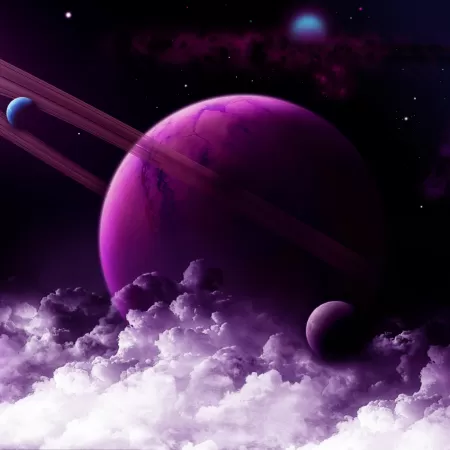 Purple Planet, Saturn Rings, Nebula, Galaxy, Astronomy, Stars, Clouds, 5K, 8K