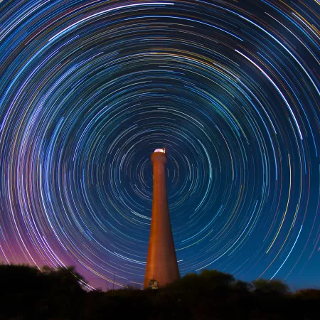 Guilderton Lighthouse, Australia, Star Trails, Night time, Circular, Astronomy, Long exposure, Outer space, 5K
